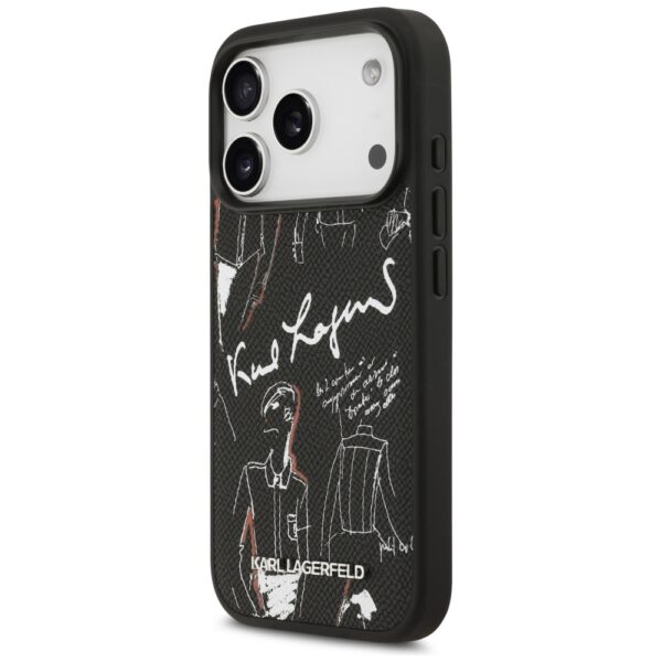 Karl Lagerfeld Grained Pattern&Logo MagSafe Case for iPhone 17 Pro - Blackeng