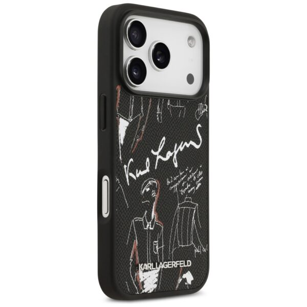 Karl Lagerfeld Grained Pattern&Logo MagSafe Case for iPhone 17 Pro - Blackeng