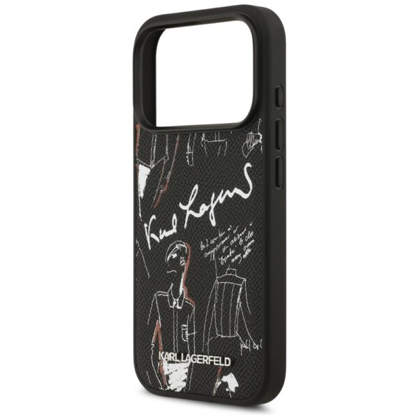 Karl Lagerfeld Grained Pattern&Logo MagSafe Case for iPhone 17 Pro - Blackeng