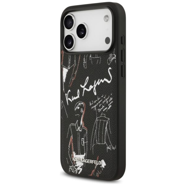 Karl Lagerfeld Grained Pattern&Logo MagSafe Case for iPhone 17 Pro Max - Blackeng