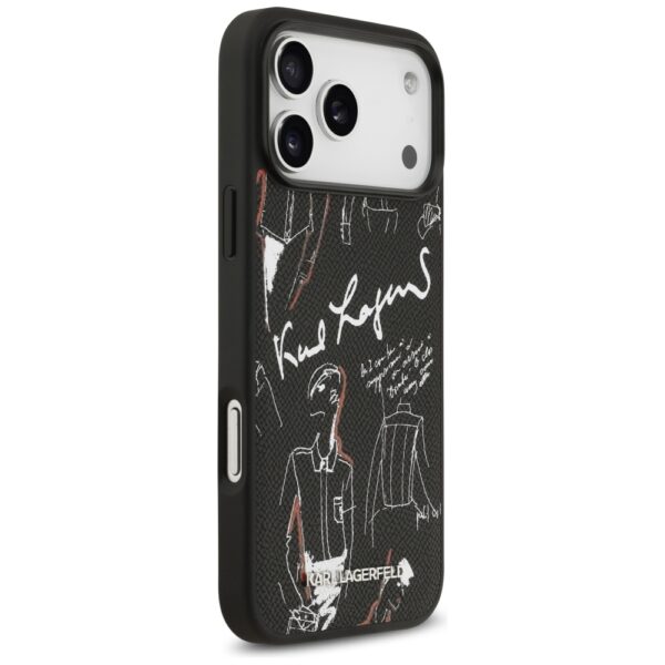 Karl Lagerfeld Grained Pattern&Logo MagSafe Case for iPhone 17 Pro Max - Blackeng