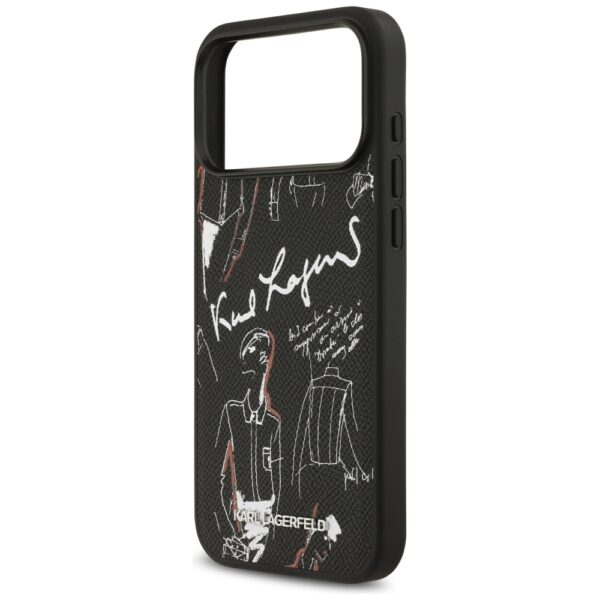 Karl Lagerfeld Grained Pattern&Logo MagSafe Case for iPhone 17 Pro Max - Blackeng