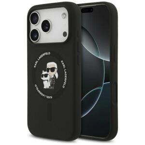 Karl Lagerfeld Silicone Karl&Choupette Ring MagSafe Case for iPhone 17 Pro - Blackeng