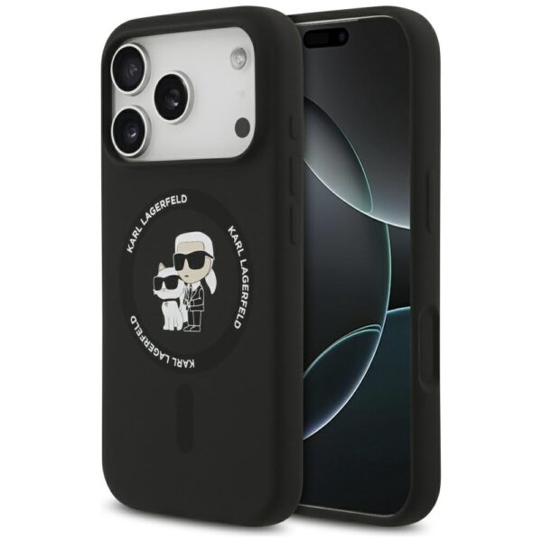 Karl Lagerfeld Silicone Karl&Choupette Ring MagSafe Case for iPhone 17 Pro - Blackeng