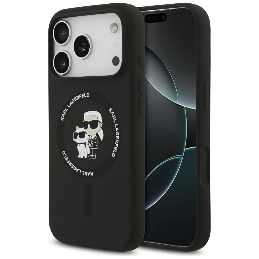 Karl Lagerfeld Silicone Karl&Choupette Ring MagSafe Case for iPhone 17 Pro - Blackeng