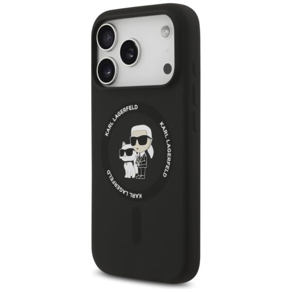 Karl Lagerfeld Silicone Karl&Choupette Ring MagSafe Case for iPhone 17 Pro - Blackeng