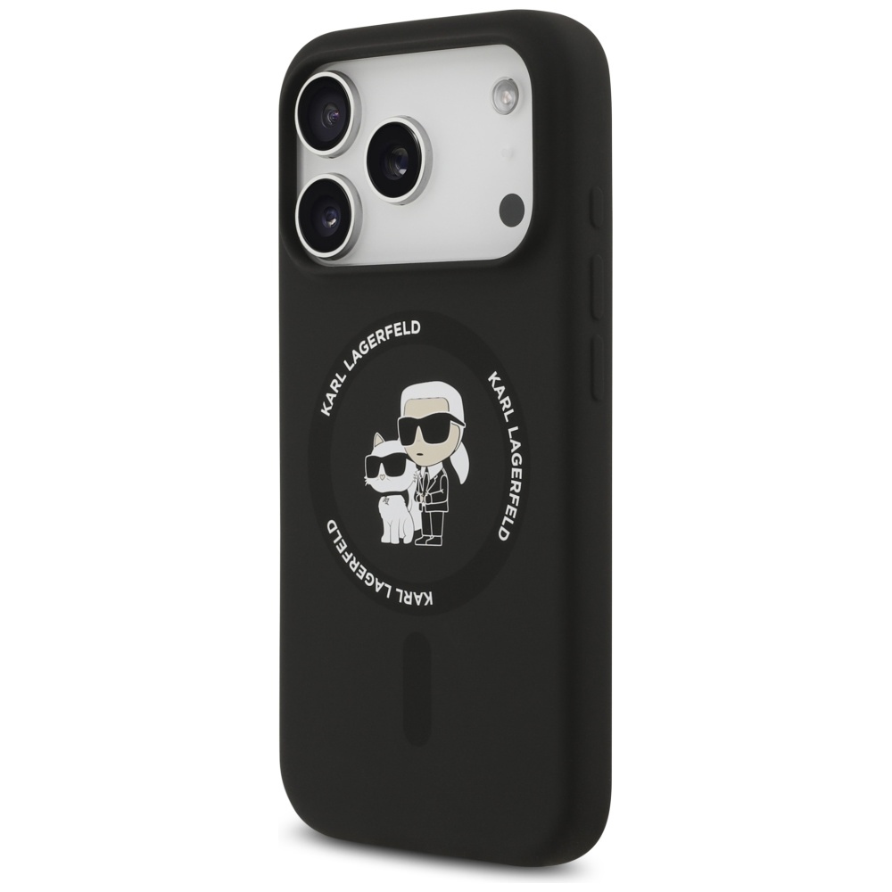 Karl Lagerfeld Silicone Karl&Choupette Ring MagSafe Case for iPhone 17 Pro - Blackeng
