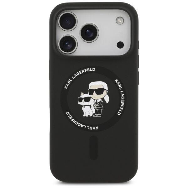 Karl Lagerfeld Silicone Karl&Choupette Ring MagSafe Case for iPhone 17 Pro - Blackeng