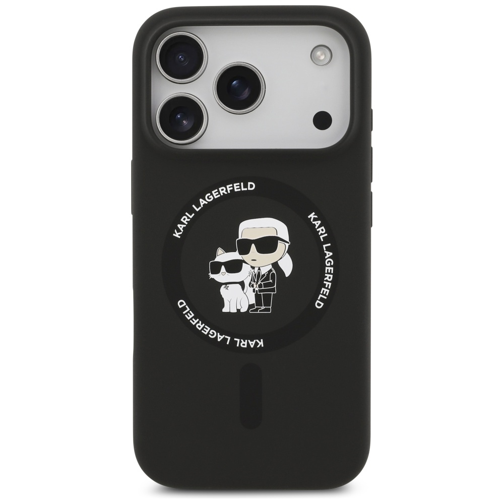 Karl Lagerfeld Silicone Karl&Choupette Ring MagSafe Case for iPhone 17 Pro - Blackeng