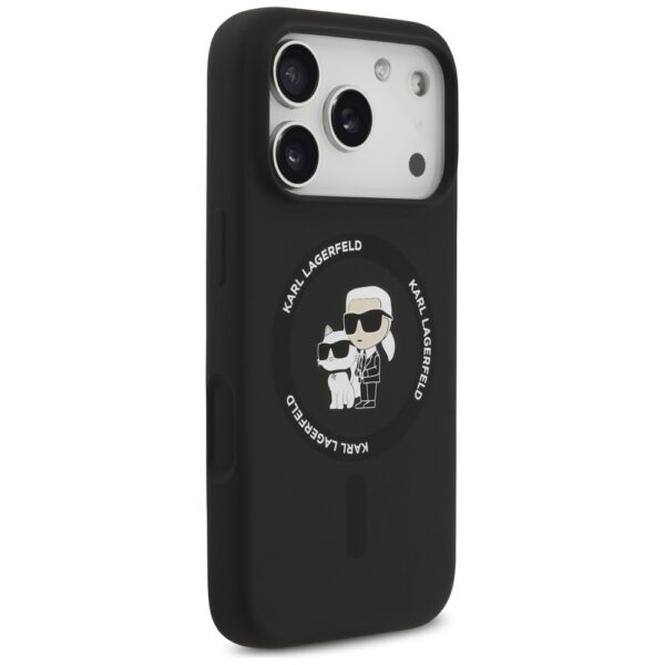 Karl Lagerfeld Silicone Karl&Choupette Ring MagSafe Case for iPhone 17 Pro - Blackeng