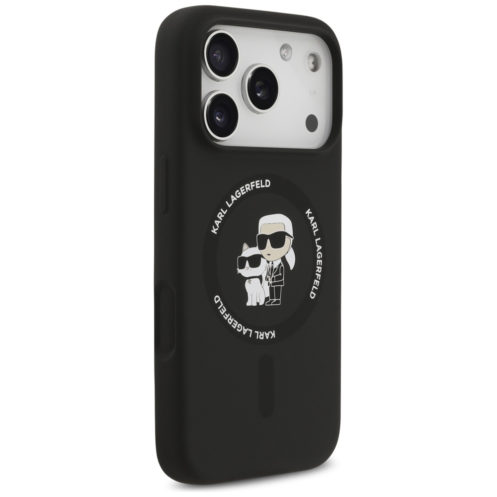 Karl Lagerfeld Silicone Karl&Choupette Ring MagSafe Case for iPhone 17 Pro - Blackeng