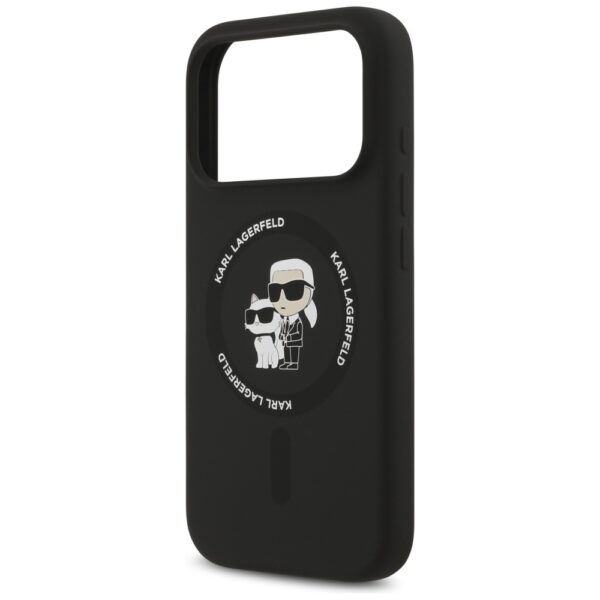 Karl Lagerfeld Silicone Karl&Choupette Ring MagSafe Case for iPhone 17 Pro - Blackeng