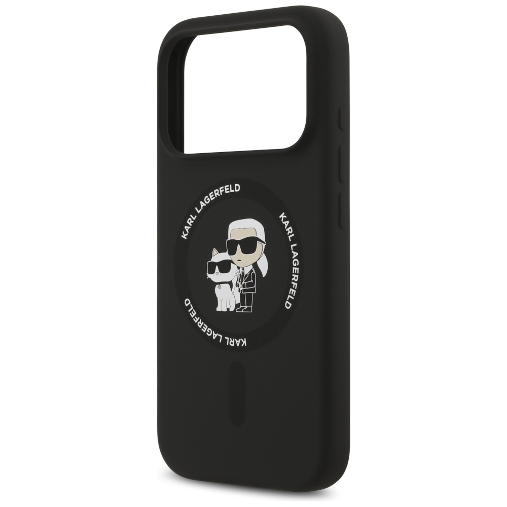 Karl Lagerfeld Silicone Karl&Choupette Ring MagSafe Case for iPhone 17 Pro - Blackeng