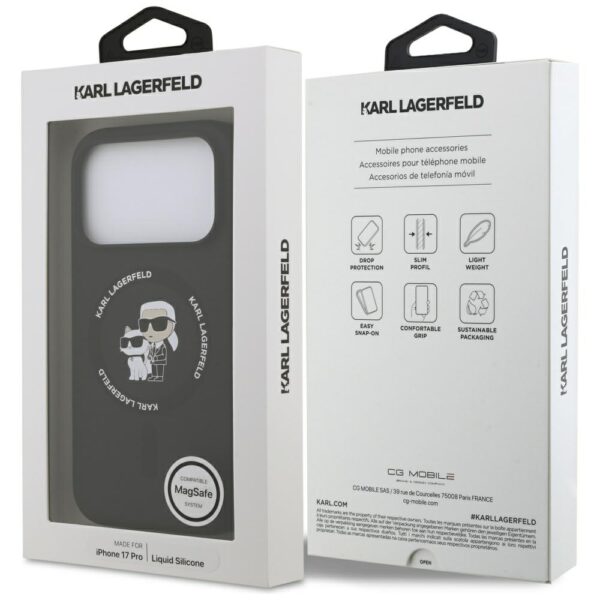 Karl Lagerfeld Silicone Karl&Choupette Ring MagSafe Case for iPhone 17 Pro - Blackeng