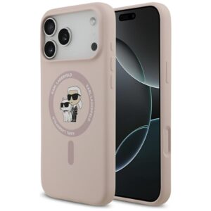 Karl Lagerfeld Silicone Karl&Choupette Ring MagSafe Case for iPhone 17 Pro Max - Pinkeng
