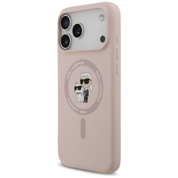 Karl Lagerfeld Silicone Karl&Choupette Ring MagSafe Case for iPhone 17 Pro Max - Pinkeng