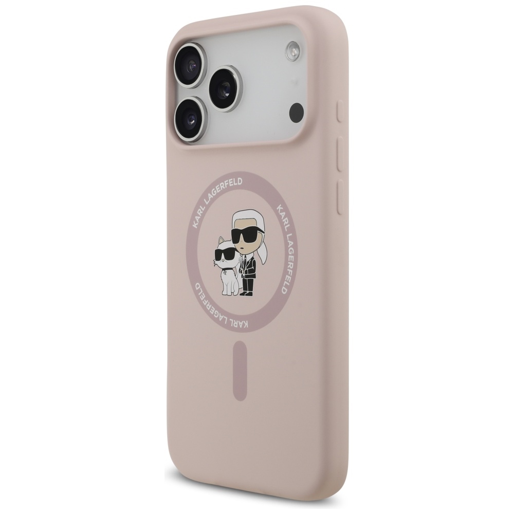 Karl Lagerfeld Silicone Karl&Choupette Ring MagSafe Case for iPhone 17 Pro Max - Pinkeng