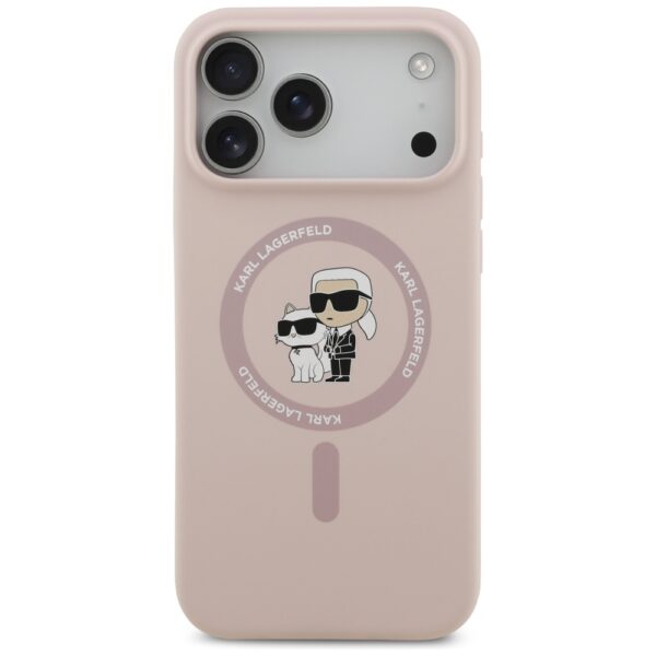 Karl Lagerfeld Silicone Karl&Choupette Ring MagSafe Case for iPhone 17 Pro Max - Pinkeng
