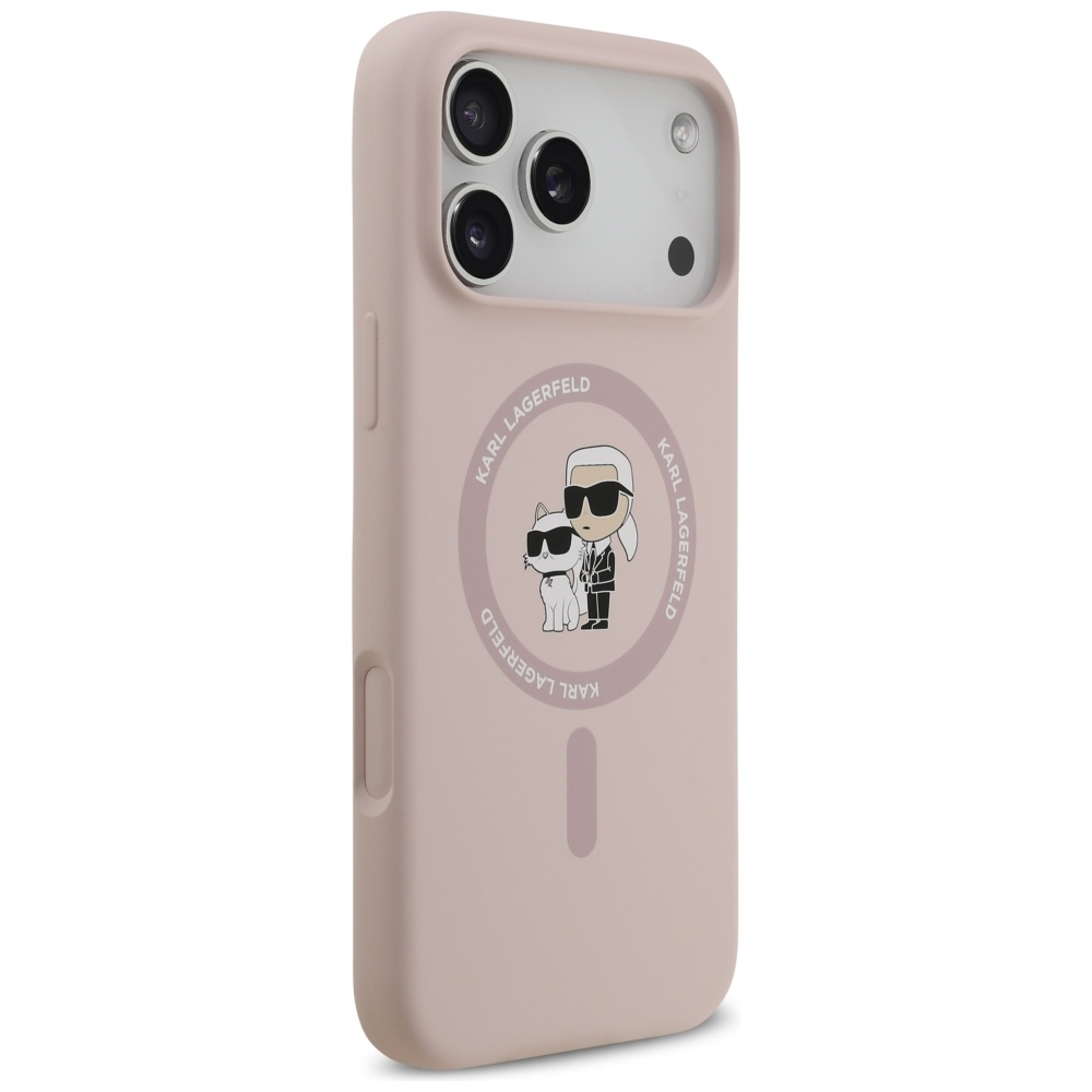 Karl Lagerfeld Silicone Karl&Choupette Ring MagSafe Case for iPhone 17 Pro Max - Pinkeng