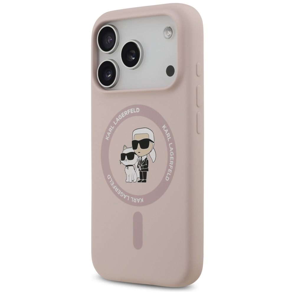 Karl Lagerfeld Silicone Karl&Choupette Ring MagSafe Case for iPhone 17 Pro - Pinkeng