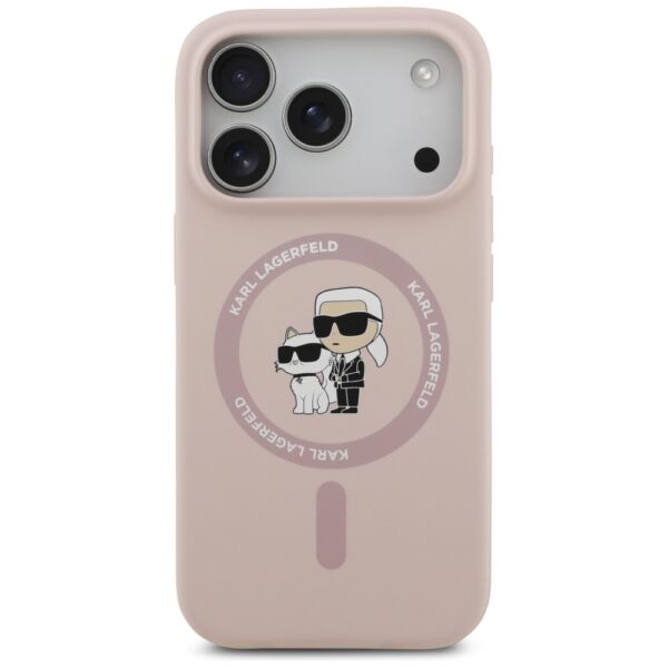 Karl Lagerfeld Silicone Karl&Choupette Ring MagSafe Case for iPhone 17 Pro - Pinkeng