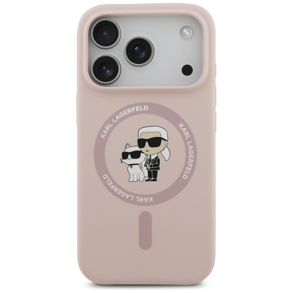 Karl Lagerfeld Silicone Karl&Choupette Ring MagSafe Case for iPhone 17 Pro - Pinkeng