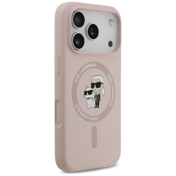 Karl Lagerfeld Silicone Karl&Choupette Ring MagSafe Case for iPhone 17 Pro - Pinkeng