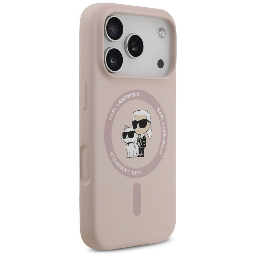 Karl Lagerfeld Silicone Karl&Choupette Ring MagSafe Case for iPhone 17 Pro - Pinkeng