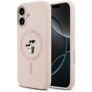 Karl Lagerfeld Silicone Karl&Choupette Ring MagSafe Case for iPhone 17 - Pinkeng
