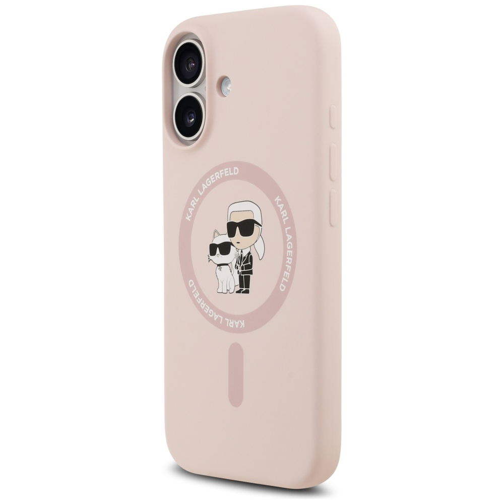 Karl Lagerfeld Silicone Karl&Choupette Ring MagSafe Case for iPhone 17 - Pinkeng
