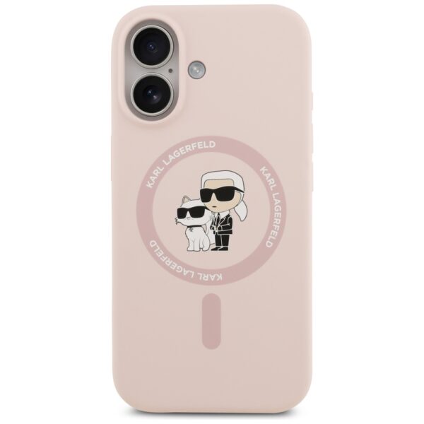 Karl Lagerfeld Silicone Karl&Choupette Ring MagSafe Case for iPhone 17 - Pinkeng