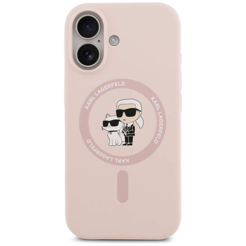 Karl Lagerfeld Silicone Karl&Choupette Ring MagSafe Case for iPhone 17 - Pinkeng