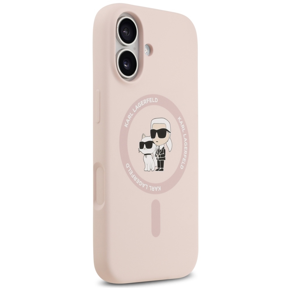 Karl Lagerfeld Silicone Karl&Choupette Ring MagSafe Case for iPhone 17 - Pinkeng