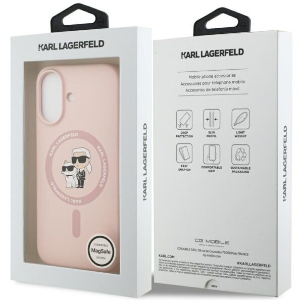 Karl Lagerfeld Silicone Karl&Choupette Ring MagSafe Case for iPhone 17 - Pinkeng