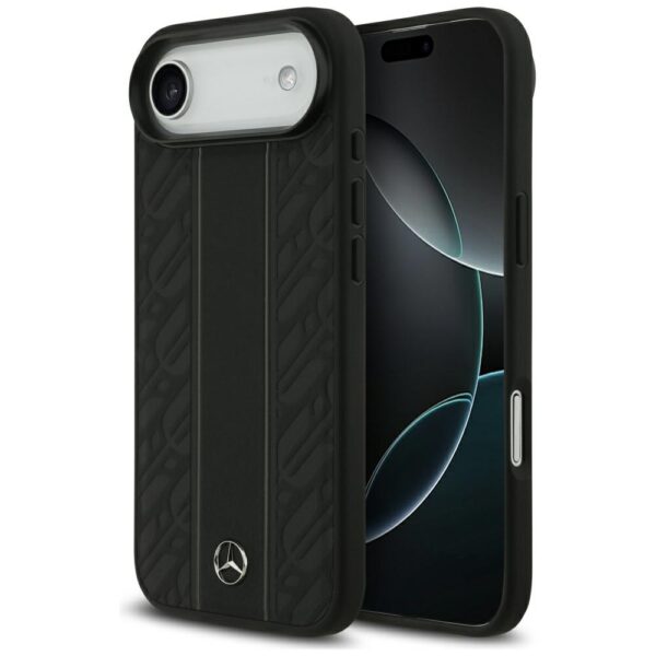 Mercedes Leather Laurel Leaves Stripes MagSafe Case for iPhone 17 Air - Blackeng