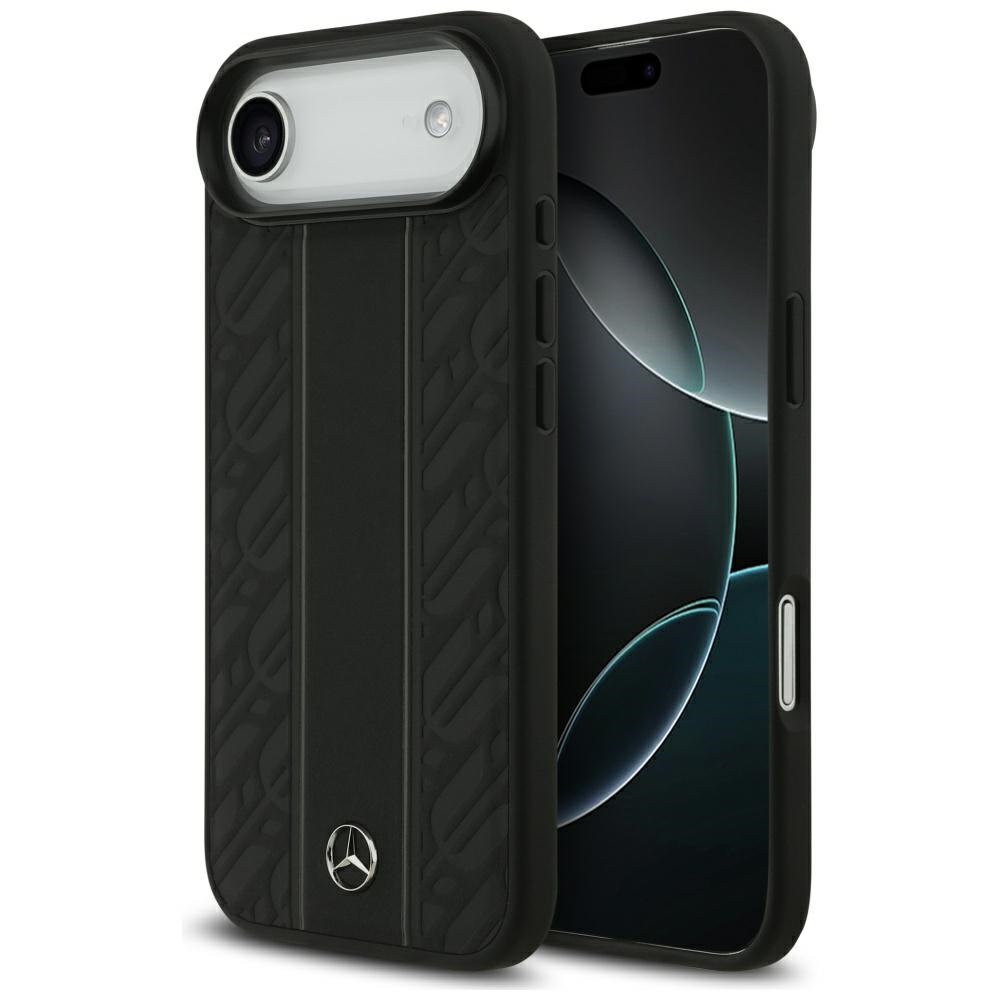 Mercedes Leather Laurel Leaves Stripes MagSafe Case for iPhone 17 Air - Blackeng