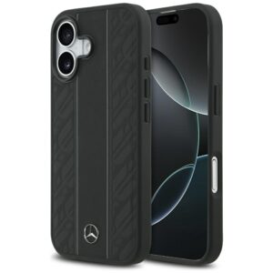 Mercedes Leather Laurel Leaves Stripes MagSafe Case for iPhone 17 - Blackeng