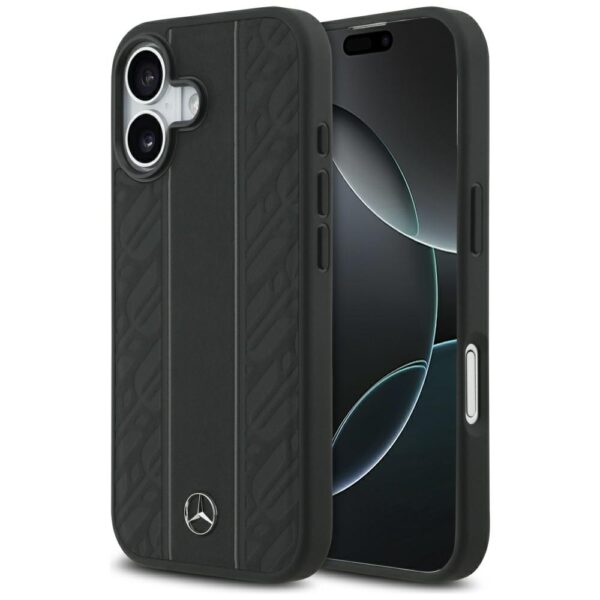 Mercedes Leather Laurel Leaves Stripes MagSafe Case for iPhone 17 - Blackeng