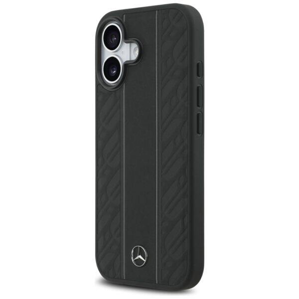 Mercedes Leather Laurel Leaves Stripes MagSafe Case for iPhone 17 - Blackeng