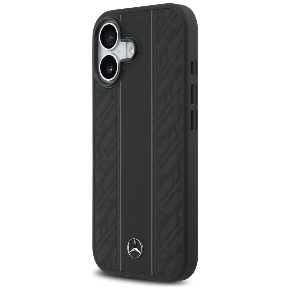 Mercedes Leather Laurel Leaves Stripes MagSafe Case for iPhone 17 - Blackeng