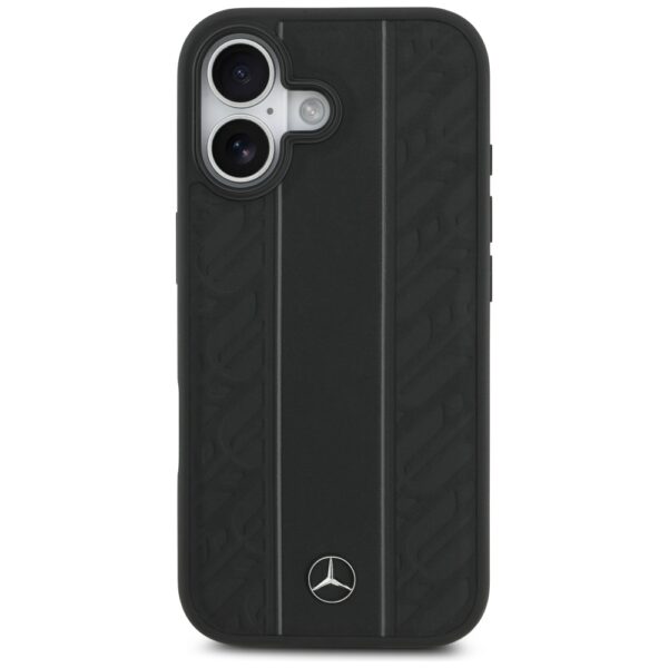 Mercedes Leather Laurel Leaves Stripes MagSafe Case for iPhone 17 - Blackeng