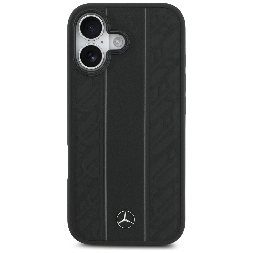 Mercedes Leather Laurel Leaves Stripes MagSafe Case for iPhone 17 - Blackeng