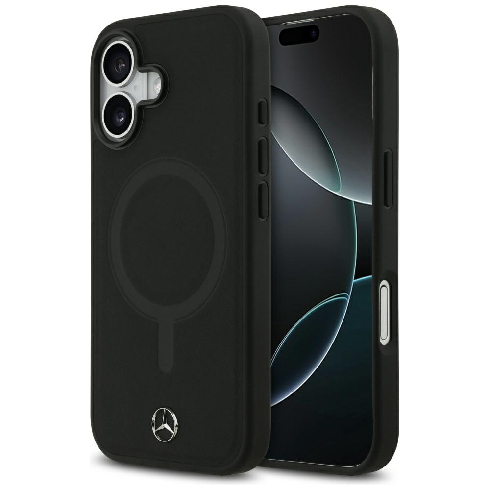 Mercedes Plain Smooth Leather MagSafe case for iPhone 17 - blackeng
