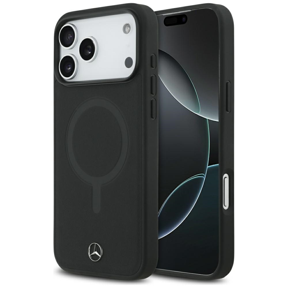 Mercedes Plain Smooth Leather MagSafe Case for iPhone 17 Pro Max - Blackeng