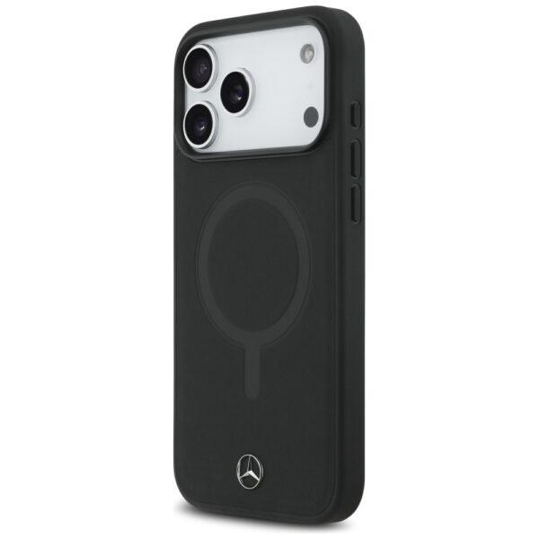 Mercedes Plain Smooth Leather MagSafe Case for iPhone 17 Pro Max - Blackeng