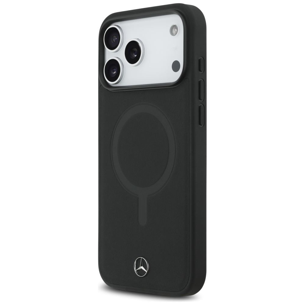 Mercedes Plain Smooth Leather MagSafe Case for iPhone 17 Pro Max - Blackeng