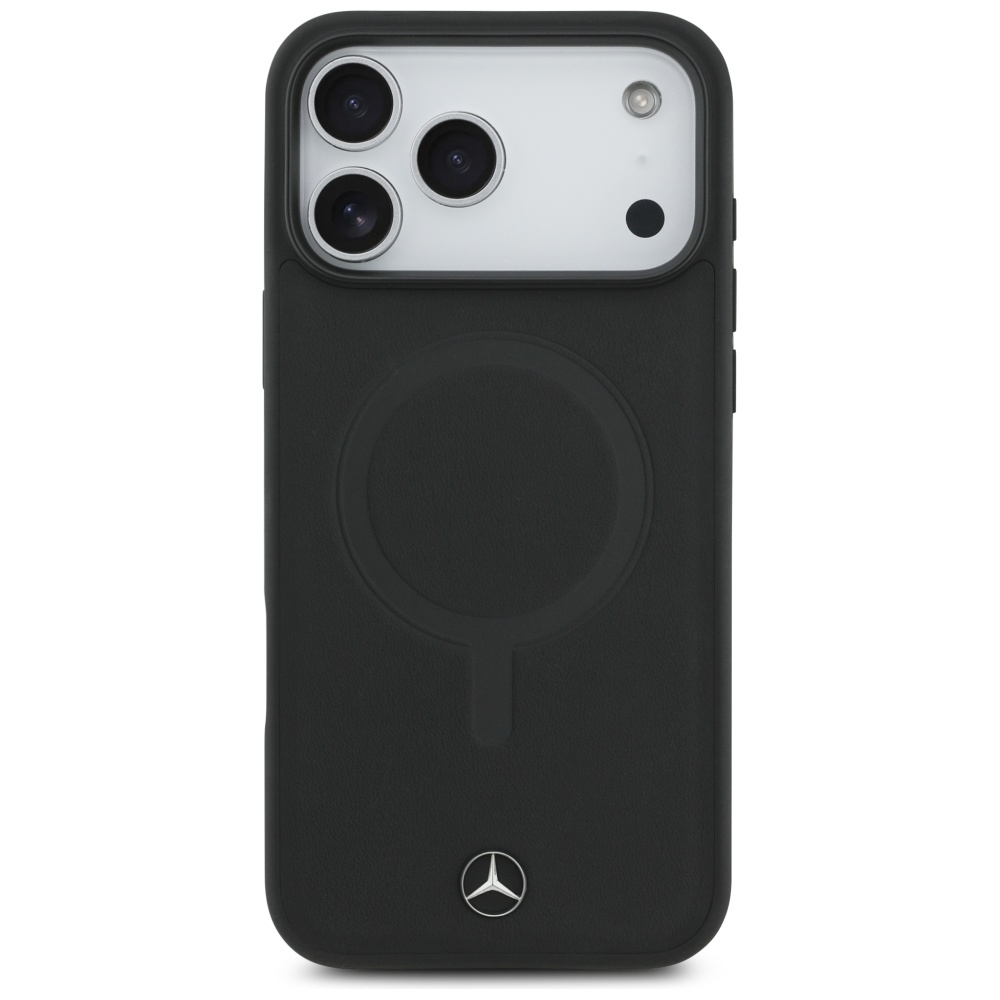 Mercedes Plain Smooth Leather MagSafe Case for iPhone 17 Pro Max - Blackeng