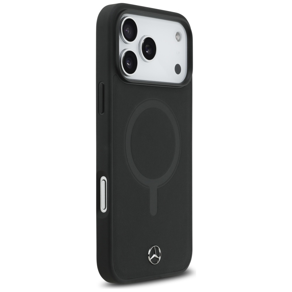 Mercedes Plain Smooth Leather MagSafe Case for iPhone 17 Pro Max - Blackeng