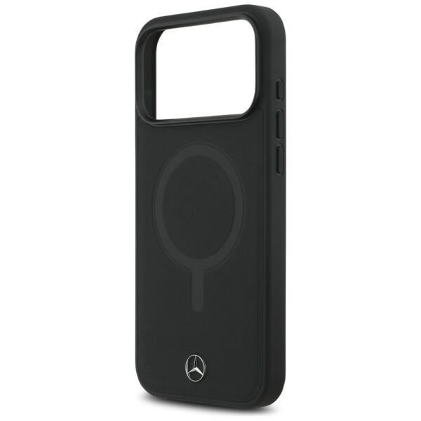 Mercedes Plain Smooth Leather MagSafe Case for iPhone 17 Pro Max - Blackeng
