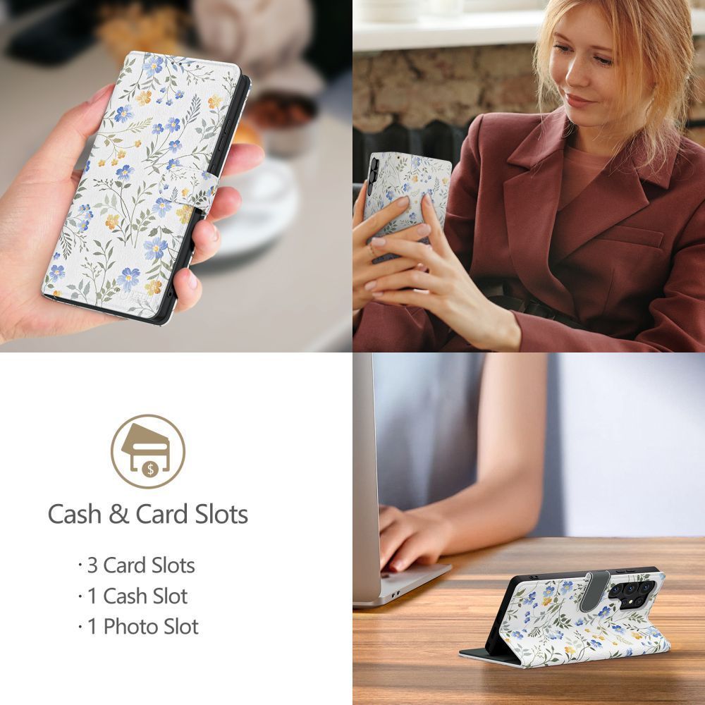 Tech-Protect Wallet Case for Samsung Galaxy A26 5G / A17 4G / 5G - Daisies with Leaveseng